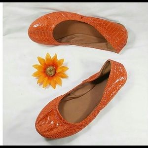 Lucky Brand snakeskin Emmie flats orange